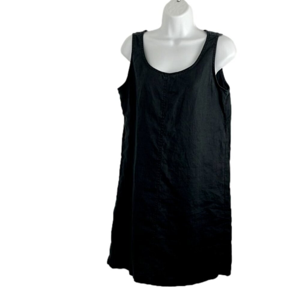 J. Jill Black Linen Loose Shift Dress